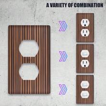 1pc Wood Grain Printed Decorative Electrical Outlet Cover Plate, 1-Gang/2-Gang, Suitable For Farmhouse, Countryside, Bedroom Decor - C - View 3