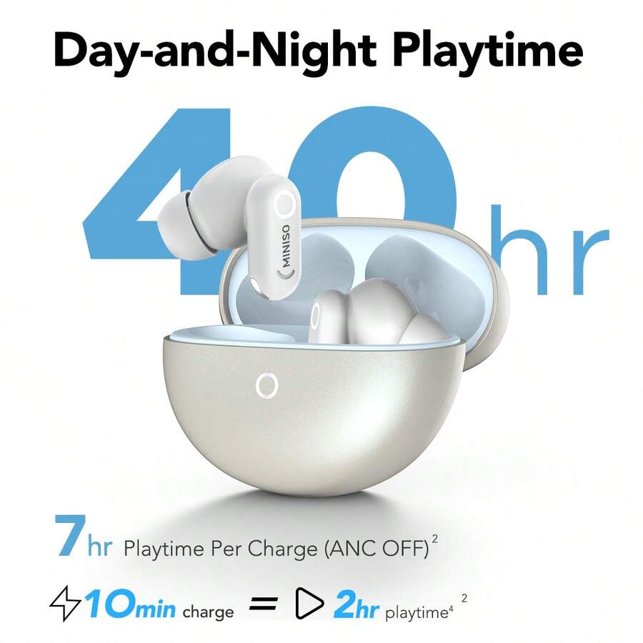 Auriculares inalámbricos MINISO MS122, sonido envolvente de alta definición, reducción de ruido en llamadas, baja latencia, compatibles con múltiples dispositivos, control táctil y carga rápida, compactos y portátiles. - Ver 1