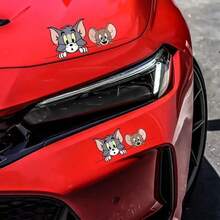 Warner Bros 1pc Tom And Jerry Car Exterior Decal Sticker, Cartoon Jerry Mouse Gas Tank Cover Sticker, Car Sun Shade Anti-Scratch Exterior Accessory, Suitable For Car Body Sticker, Car Door Sticker, Full Car Wrap, Trunk Lid, Engine Hood, Creative, Perfect Gift Choice For 10 Holidays - A - View 7