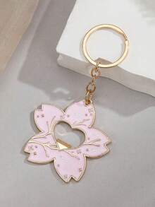 1pc Cherry Blossom Bottle Opener Keychain, Romantic Pink Shiny Floral Alloy Pendant, Ladies Beer/Beverage Bottle Opener Tool - Pink - View 6