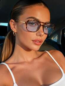 4pcs Fashionable Square Frame Glasses, Cute Y2K Style For Women, Beach Accessories, Suitable For Summer Beach, Outdoor Travel - Multicolor - View 8