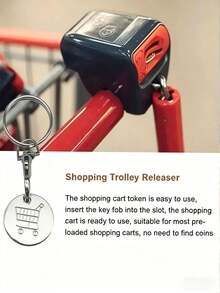 5/1 pieza Llavero de ficha para carrito de compras de supermercado de acero inoxidable, con anillo de llave para desbloquear carrito de compras, accesorio de llavero - Multicolor - Ver 2