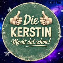 20.32 X 20.32 Cm Round Vintage-Style Plaque With "Kerstin Macht Dat Schon" Text, Positive Decorative Accent Suitable For Living Room, Bedroom, Kitchen, Study, Office, And Cafe (Random Hole Position) - A - View 5