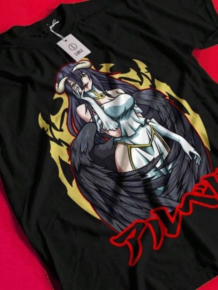 Overlord T-Shirt Albedo Shirt Shalltear Bloodfallen Tshirt Ainz Ooal Gown Anime (2) - 黑色 - 查看 1