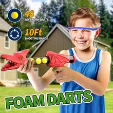 Dinosaur Shooting Toys For 4 5 6 7 8 Year Old Boys, Movable Target Shooting Game Dinosaur With 2 Air Pump Gun And 48 Foam Bullets, Score Record, LED & Sound For Kids 4 5 6 7 8 9 10 Years Old Birthday Gifts - Dark Green - View 8