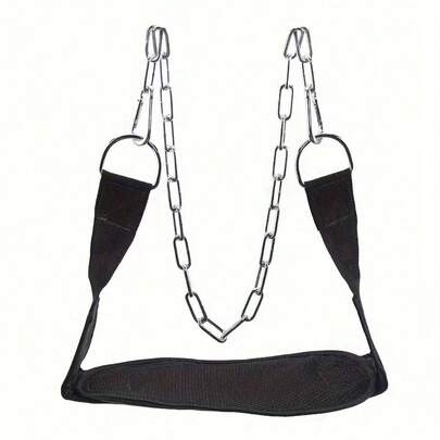 Đai nâng tạ thể hình màu đen, thiết kế dây xích sắt dày và rộng, chất liệu ABS, ôm sát, thích hợp cho các bài tập kéo xà, squat, tập luyện sức mạnh và các bài tập tại phòng gym, có thể sử dụng với tạ đòn, phụ kiện thiết yếu cho người đam mê thể dục tập luyện tại nhà.