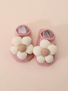 4 Pasang Kaos Kaki Pendek Motif Bunga untuk Bayi/Balita Perempuan, Warna Polos, Sol Anti Selip, Cocok untuk Semua Musim - MultiWarna - View 8