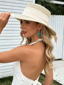 1pc Women's Fashionable Summer Beach Sun Hat - A - View 4