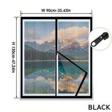 Black Zipper Window Screen Set, Fine Mosquito Net, Easy Hook And Loop Installation, Removable Reusable Household Insect Net - Black Zipper Screen - View 4