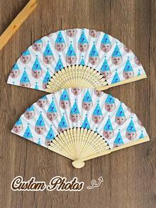 客製化姓名 LOGO 婚禮扇，經典 DIY 扇，時尚且獨特，適合送給女友、家人、媽媽、朋友、寵物的理想禮物，適用於畢業典禮與婚禮 - 彩色 - 查看 5
