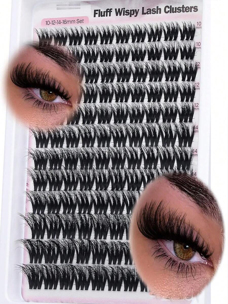 144pcs Curly Fluffy Eyelash Set - 144pcs Thick Eyelash Clusters, 10-18mm Wispy Eyelash Extensions For Natural Look, Waterproof Eyelash Extension Kit For DIY At Home - CC - View 1