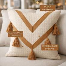 Cotton Macrame Cushion Cover - Caramel/Chocolate Color - 45cm X 45cm - Caramel 4 - View 2