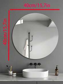 1pc Round & 5pcs Set Round Decorative Mirrors, Self-Adhesive Non-Glass Mirror Wall Stickers, Large Acrylic Transparent Round Mirror Discs, Suitable For Bathroom, Bedroom, Door, Vanity, Wall Decor - Silver - View 7