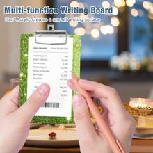 亮片亚克力服务员写字板，A6尺寸服务员笔记本，带金属夹，餐厅点餐和桌面菜单夹，闪亮咖啡厅酒吧文具礼品 - 長方形 - 查看 10