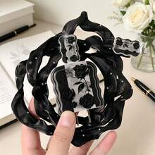 黑色花卉图案充电器和数据线保护套装，耐用型苹果18-20W充电线保护套，防断裂数据线整理器 - 黑色 - 查看 4