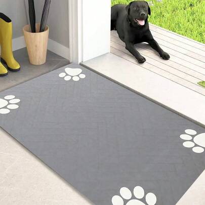 1pc White Footprint Pattern Non-Slip Kitchen Mat, Holiday Party Decor Floor Mat, Anti-Slip Anti-Oil Rug, Quick Dry Carpet, Suitable For Kitchen, Hallway, Bathroom, Laundry Room, Home Decor