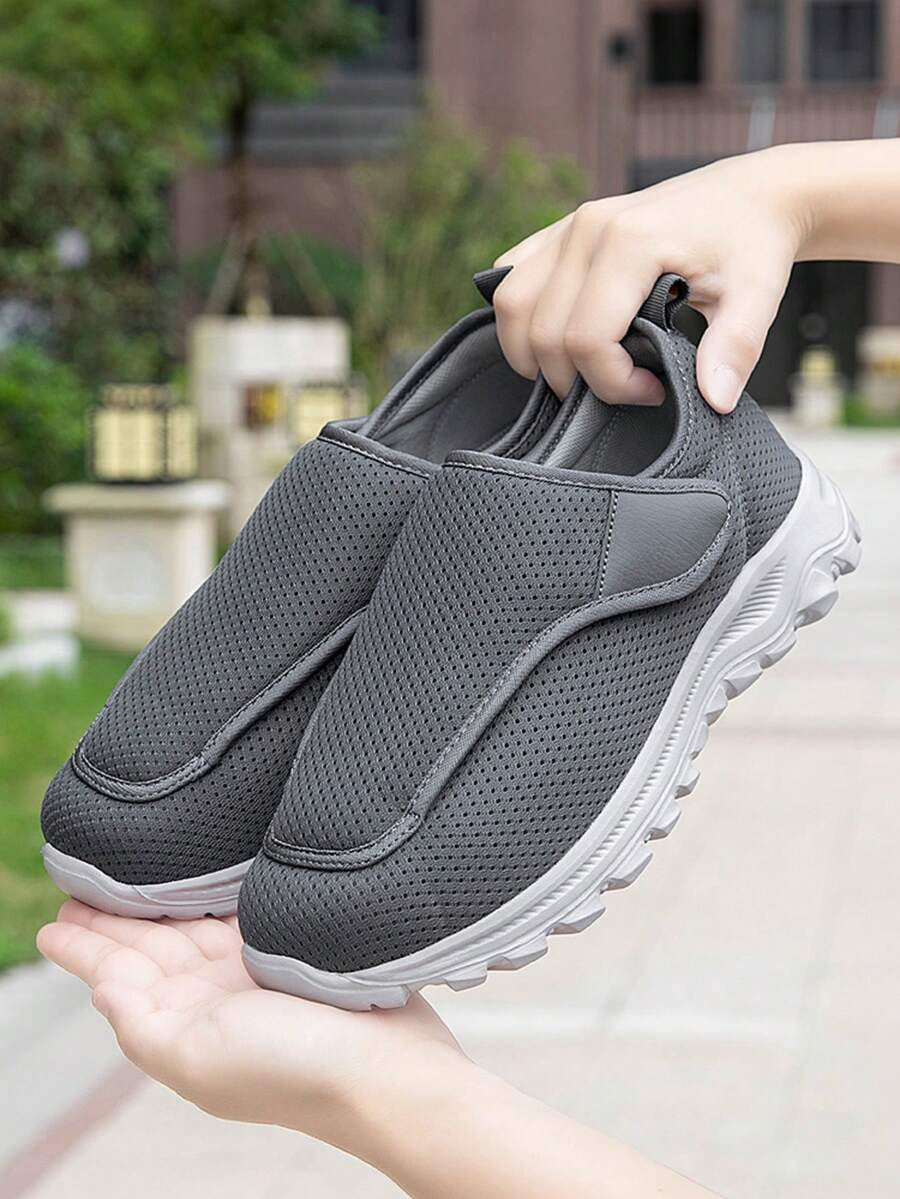 Adjustable Hook And Loop Shoes For Elderly, Middle-Aged And Overweight Men And Women, Soft Sole, Lightweight, Wide Toe Box, Swollen Feet Friendly, Suitable For Post-Operative Recovery, Casual Walking Sneakers - Dark Grey - View 1