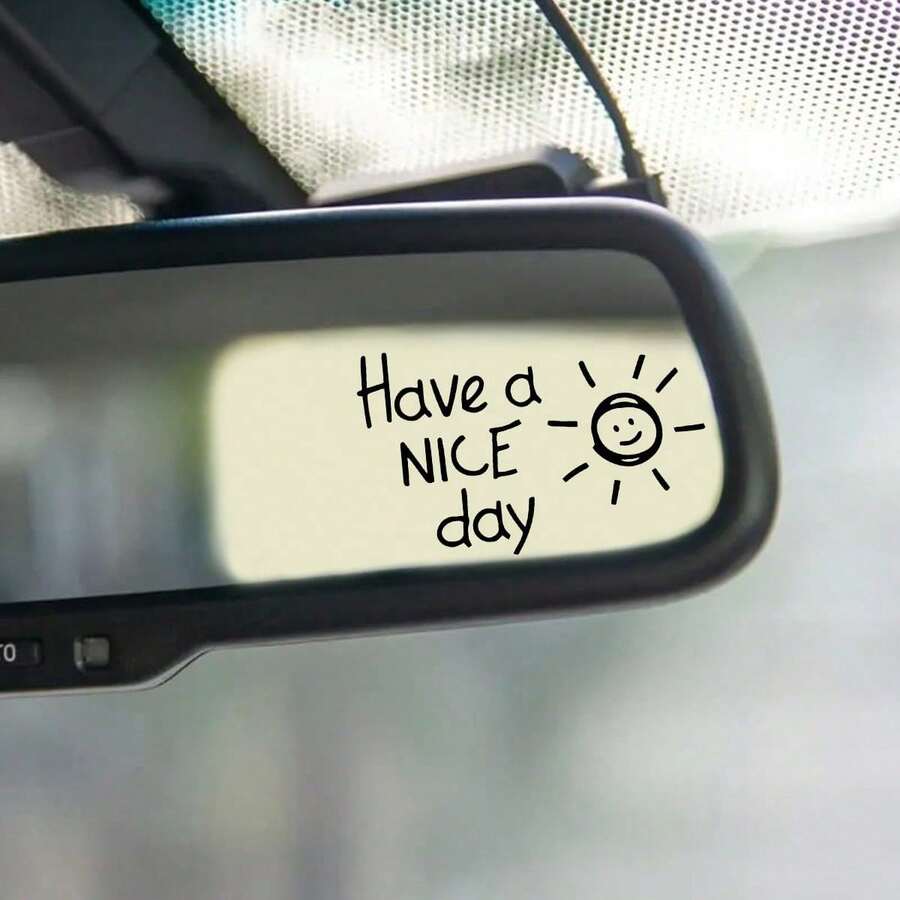 1pc "Have A Nice Day" Text Sticker, Beautiful Text Sticker, Car Rearview Mirror Decorative Sticker - Sticker - View 1