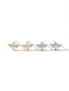 1 Đôi bông tai bạc Sterling S925 cao cấp đính kim cương lấp lánh hình cánh và mắt. - Đôi cánh hình mắt ngựa - Xem 8