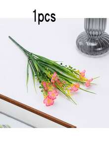 1/10 Peças Flores Artificiais Coloridas, Arbustos Verdes Falsos de Plástico Resistentes a UV, Adequados para Jardim Interno/Externo de Casa, Varanda, Plantas em Vaso da Varanda, Ideal para Decoração de Primavera e Verão - Multicolorido - Visão 14