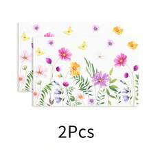 1pc Floral Print Linen Placemat, Breakfast Mat, Coffee Coaster, Bowl Pad, Kitchen Accessory, Easy To Clean Dining Mat, Suitable For Home, Restaurant, Dining Decor, Holiday Gift, Gift For Friends, Multi-Piece Set - Multicolor - View 18