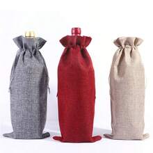 12pcs Wine Bottle Covers, Linen Drawstring Dust-Proof Bags For Wine, Juice And Other Beverage Storage And Protection - View 2