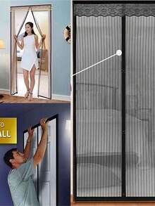 Magnetic Self-Closing Mesh Screen Door, Invisible Fly Screen, Insect And Mosquito Proof Curtain, Breathable And Transparent Design, Essential Anti-Mosquito Home Accessory, Great For Home Decoration Or Rental Property In Summer - Multicolor - View 4