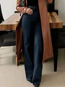Nuevos jeans de pierna recta para mujer, jeans de corte holgado de estilo casual de calle, marca de ajuste relajado, pantalones vaqueros y ropa de mujer para primavera - Azul lavado medio - Ver 7