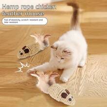 2件装剑麻猫玩具 | 互动式抓挠玩耍玩具，适合幼猫，带人造羽毛 - 无需电池，适合所有品种和体型的猫咪 - 查看 3