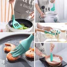 12pcs Silicone Cooking Utensil Set, Simple Wooden Handle Multi-Purpose Kitchen Gadget Tool Set For Kitchen - Baby Pink - View 6