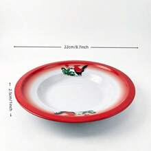 1pc/4pcs Classic Retro Iron Round Plate With Chicken Print, Thick Multi-Functional Fruit Plate Suitable For Home Dining, Easy To Clean And Stack, Durable - White - View 12