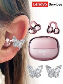 Lenovo LE302 Bluetooth Earphones With Butterfly Decor, Clip-On Surround Sound, High-Quality Audio, Low Latency, ENC Noise Cancellation, Comfortable Wear, No Ear Piercing Required, Fashionable Earphone Accessory, Gift For Women - View 17