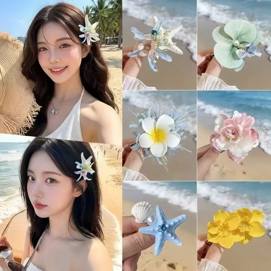 2/4pcs Charming Daisy Flower Hair Clips, Photo Props For Party, Minimalist & Fashionable Beach Travel Hair Accessories, Suitable For Daily Use, Summer Beach, Vacation, Holidays And Travel. Holiday Decorations, Photo Booth Props, Party Decor, Festival Hair Clips, Perfect Gift For Her - View 1