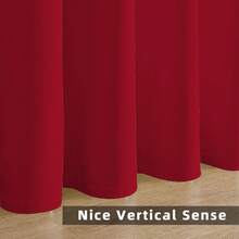1 Pack Blackout Curtains, Rod Pocket Top, Soft, Smooth, Natural Drape, Wrinkle Resistant, Polyester Material, Washable, Luxurious Feel, High Blackout, Privacy Protection, Suitable For Bedroom, Living Room, Office, Harvest Festival, Thanksgiving, 220gsm - Red - View 7