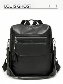 [Retro Texture . Multi-Use] Genuine Leather Women's Backpack, Korean Style Casual Tassel Backpack, Fashionable Commuter Travel Laptop Bag For Diverse Scenarios Such As The Workplace, Campus, And Travel, Effortlessly Creating A Sophisticated Atmosphere. Comfortable Shoulder Straps Reduce Burden - Multicolor - View 11