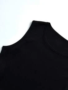 UREREM Bộ đồ hè 2 món dành cho nữ, áo tank top không tay bằng cotton kết hợp với chân váy midi họa tiết hoa nhí, trang phục đi nghỉ hè thanh lịch và thoải mái, màu đen. - màu đen - Xem 4