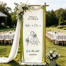 Customized Wedding Banner, Personalized Fabric Wedding Ceremony And Reception Welcome Sign, Boho Modern Wedding Decor, Custom Hanging Fabric - Multicolor 3 - View 4