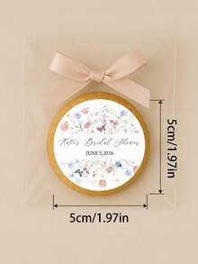 Customized Watercolor Wild Flower Bride Gift Round Stickers - Personalized Name & Date Wedding Favor Labels, Elegant Floral Gift Bag, Cookie Box Seals, Suitable For Wedding Party, Bridal Shower Decor - Multicolor - View 7