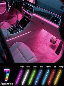 1pc Easy Installation High Brightness Car Neon Light Kit, Car LED Light Strip, Interior Decor Light, Christmas Decor, Neon Light Accessories, Atmosphere Light Strip, Footwell Neon Light Set - Multicolor - View 3