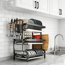 小型厨房碗碟沥水架，带刀架和餐具架，防水沥水架 - 彩色 - 查看 4