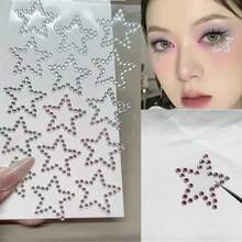 White Pearl Star Face Gems, Rhinestone Eye Corner Stickers, DIY Decorative Stickers, Suitable For Party Gifts, Party Costumes, Makeup, Holiday Atmosphere Stickers, Photo Accessories, Give Your Makeup A Different Feel - Multicolor - View 7