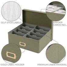 ZICOTO decorative Photo Storage Box organizador de fotos con divisor de lino - Salvia - Ver 7