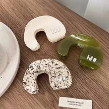 1 pieza Clip de pelo de acetato en forma de U versátil y de moda, pinza de pelo grande de 8.7cm, accesorio de pelo minimalista y elegante - Multicolor - Ver 1