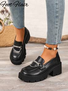 Giày nữ Foot Flair kiểu Mary Jane đế cao, gót vuông dày, quai ngang mắt cá chân, phong cách Y2K Goth Lolita Oxford cổ điển, thoải mái, phù hợp với đồng phục học sinh. - Màu đen mờ - Xem 4