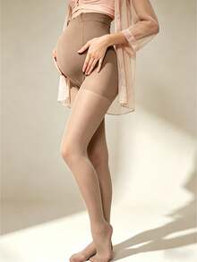 1PC Minimalist Style Maternity Pantyhose For Spring & Autumn, Thin, Run-Resistant, Non-Slipping Waist, Skin-Beautifying,Suitable For Pregnancy, For Daily Wear - Multicolor - View 10