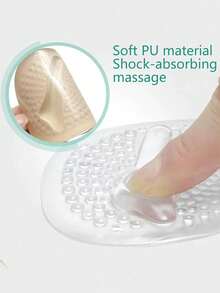 2pcs/Double Style Silicone High Heel Insole, Self-Adhesive, Breathable, Sweat Absorbing, Non Slip Half Size Insole Shoe Accessories - A - View 2