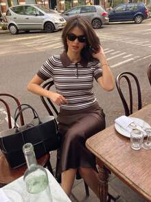 Women's Minimalist Elegant Knit Top, Casual Chic Style, Spring/Summer - Multicolor - View 1