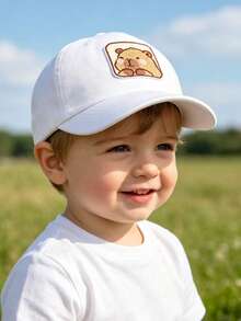 1 pieza Gorra de béisbol para niños con etiqueta falsa de dinosaurio, gorra de unicolor con protección solar, adecuada para protección solar al aire libre y uso casual diario - Kapibala - Ver 4