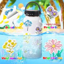 50pcs Cute Aesthetic Watercolor Flower Stickers, Assorted Daisy Sunflower Botanical Wild Plant Decals, Kids Scrapbooking Diary Stationery DIY Craft Decor - Multicolor - View 11