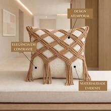 Handmade Braided Cotton Macrame Cushion Cover 45cm X 45cm - Chocopalha73 - View 2